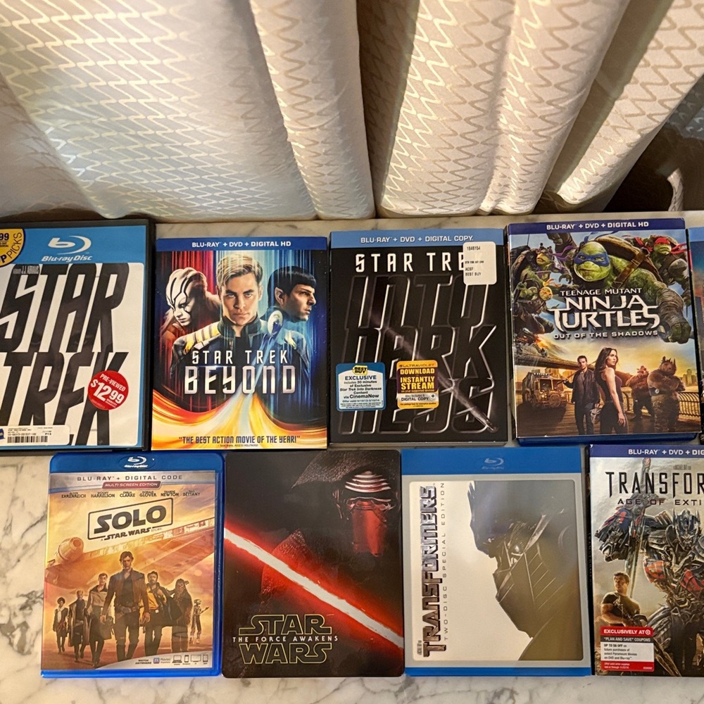 Star Trek, Star Wars, Transformers, Ninja Turtles Blu-ray Discs